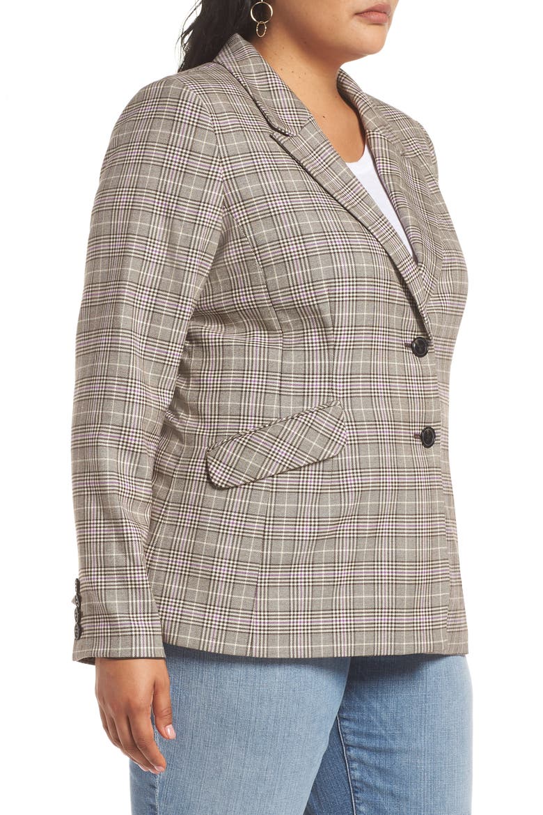 Dart Detail Blazer, Alternate, color, BROWN- PURPLE CHECK