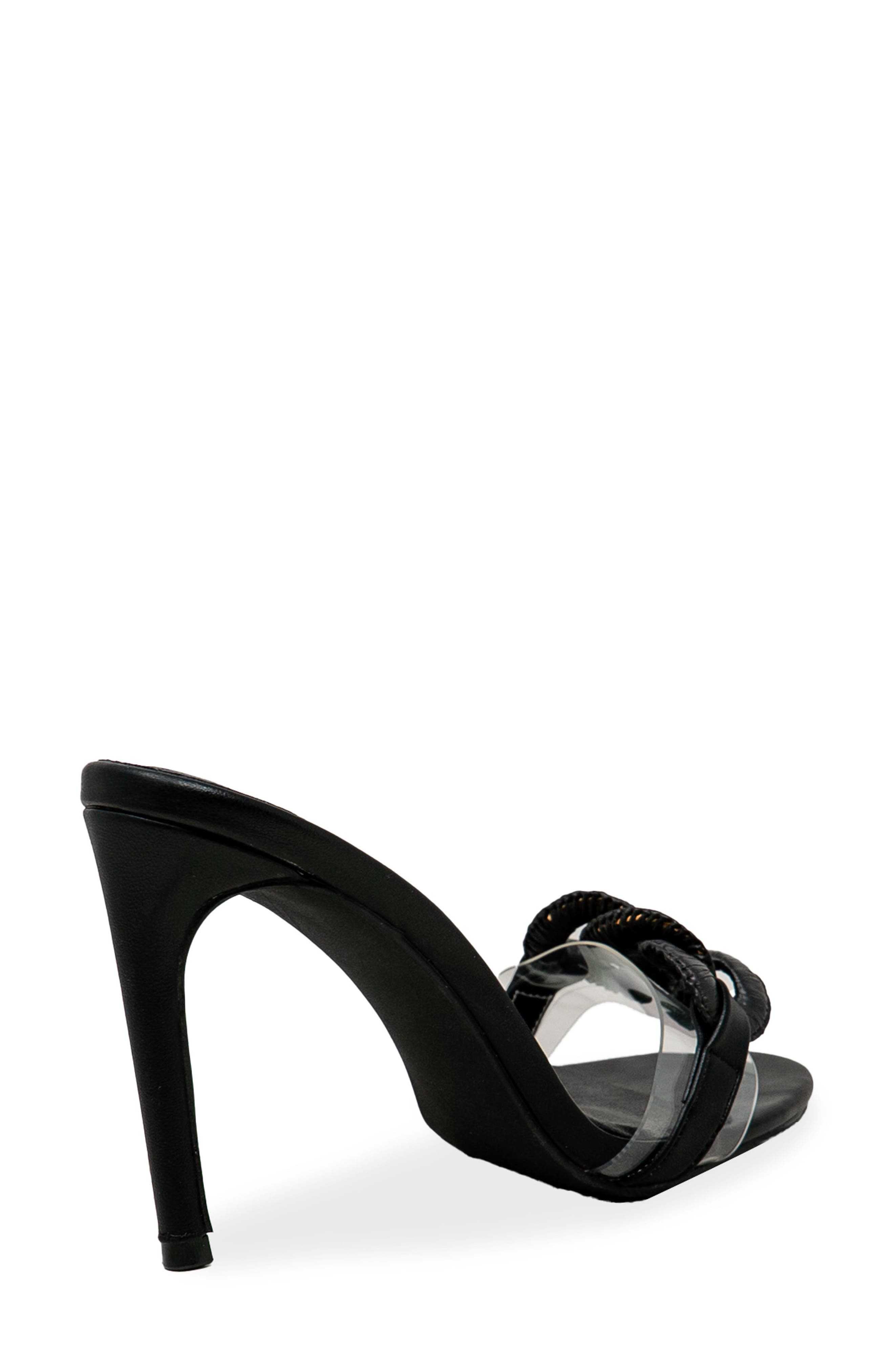 CHASE AND CHLOE Chunky Link Stiletto Mule Sandal, Alternate, color, Black