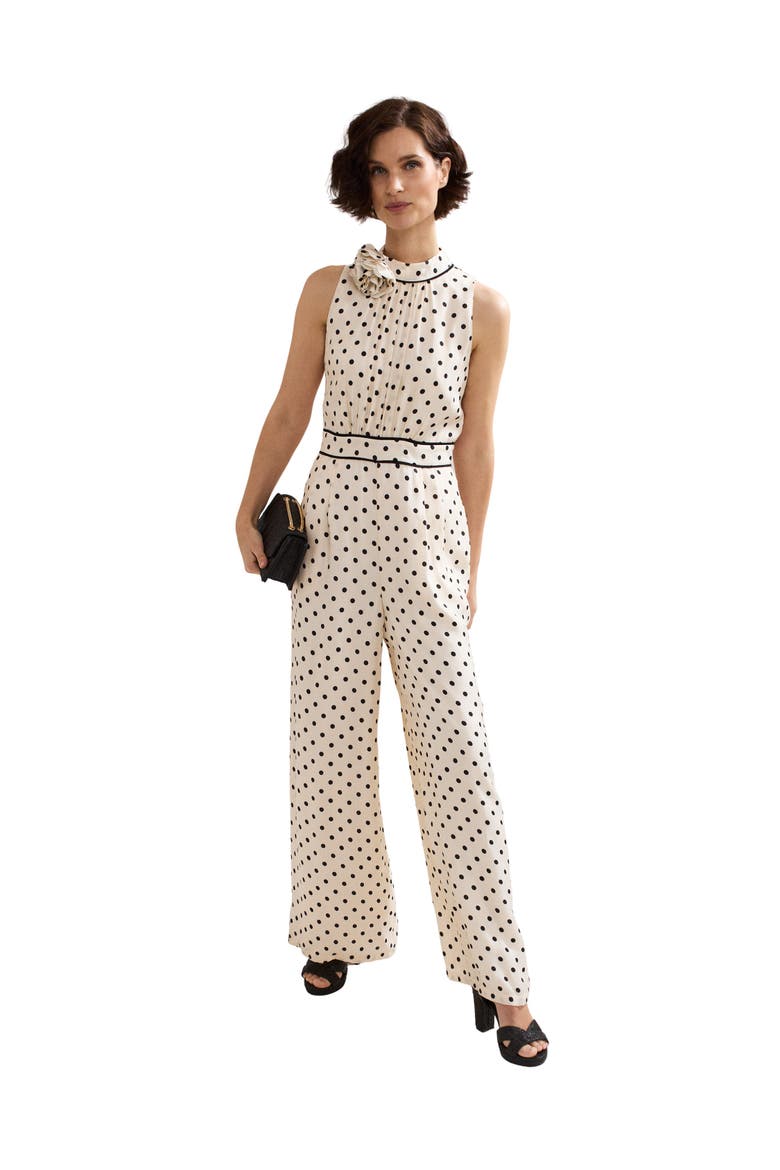 Marilee High-Neck Pleated Front Jumpsuit, Main, color, Ivory