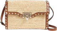 Valentino Garavani Small Rockstud Raffia Crochet Shoulder Bag
