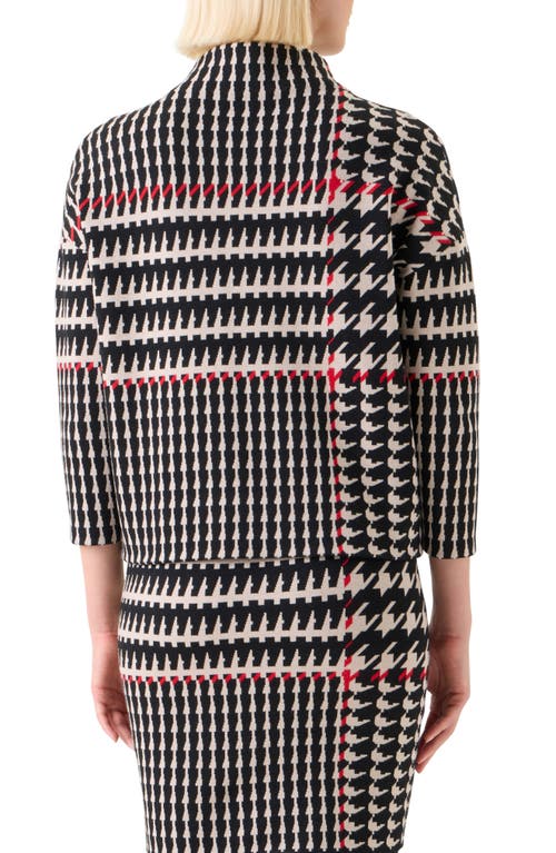 Akris Punto Mixed Houndstooth Check Stretch Virgin Wool Sweater In Multi