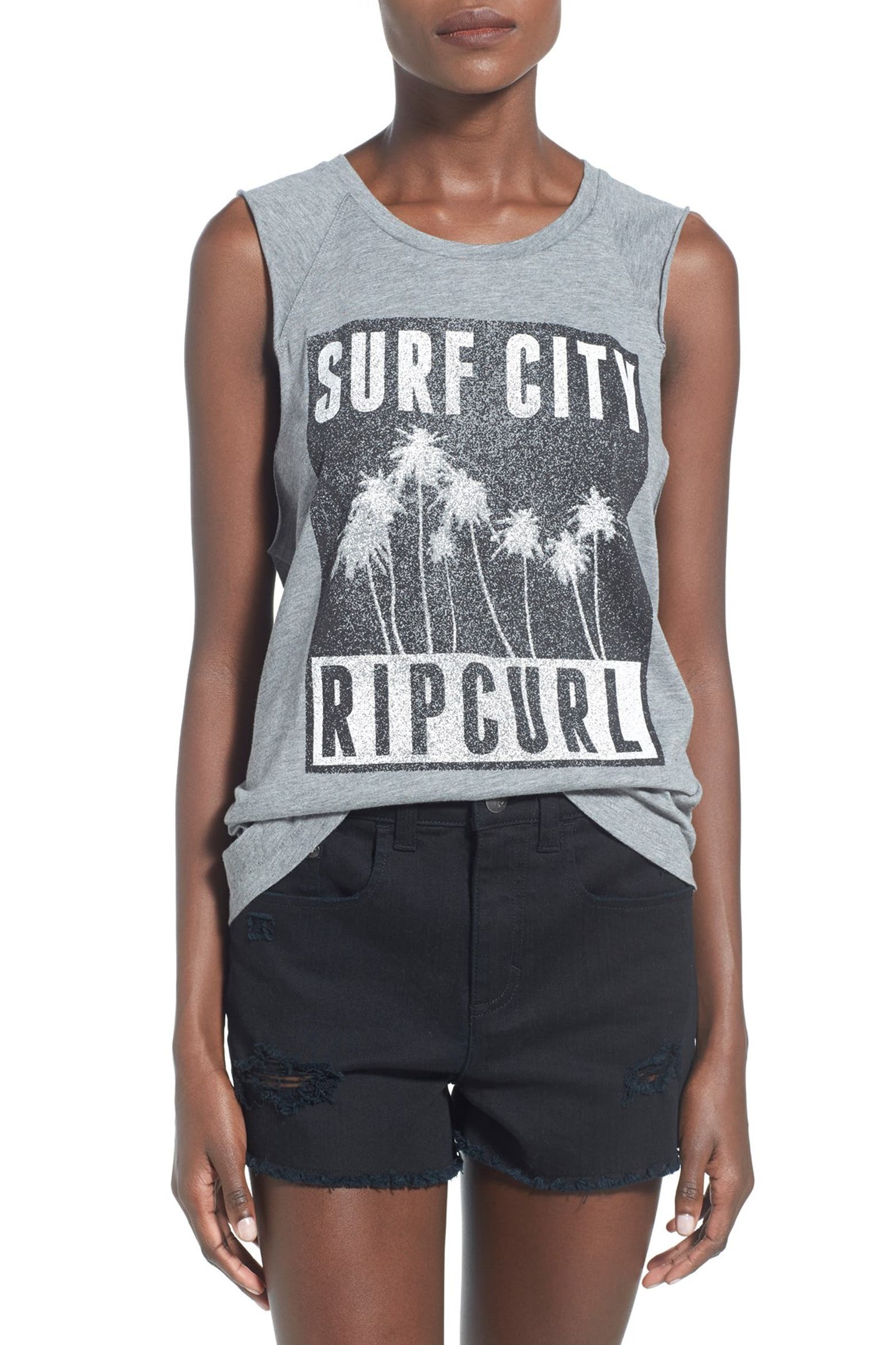 Curl Back Machine Rip Curl 'Surf City' Graphic Muscle Tee (Women) | Nordstrom