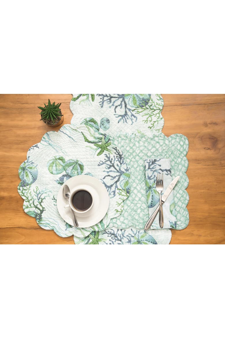 Shorecrest Round Placemat, Set of 6, 17", Alternate, color, Green