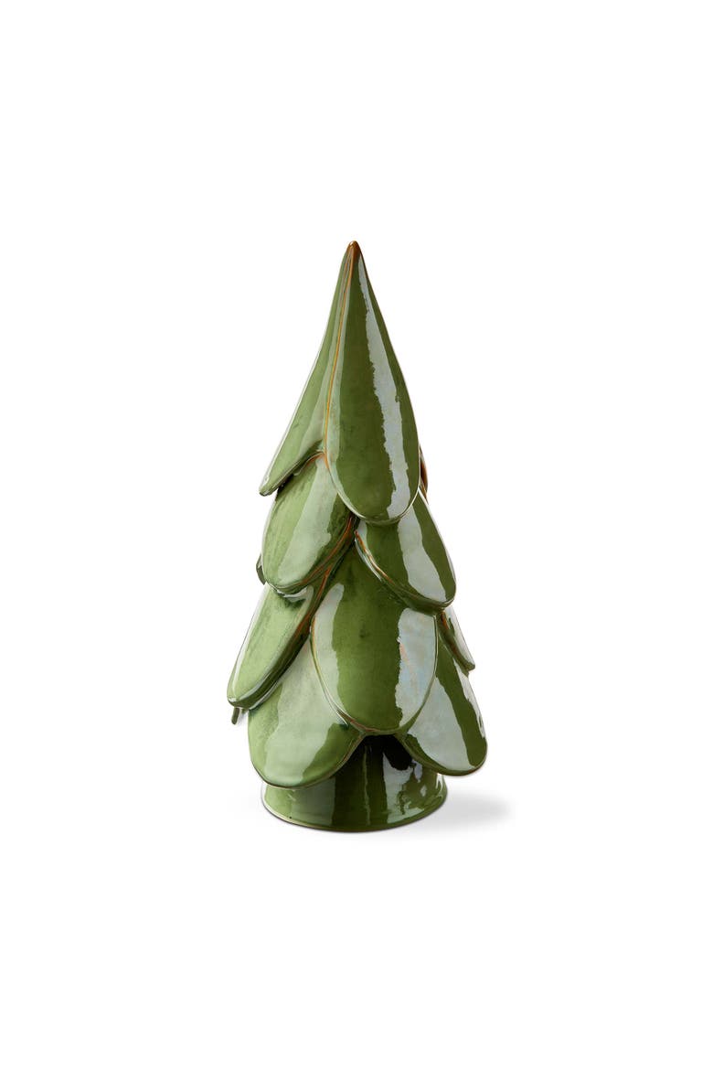 Vail Large Light Green Tree Decor Ceramic Holiday Sculpture, Main, color, Green
