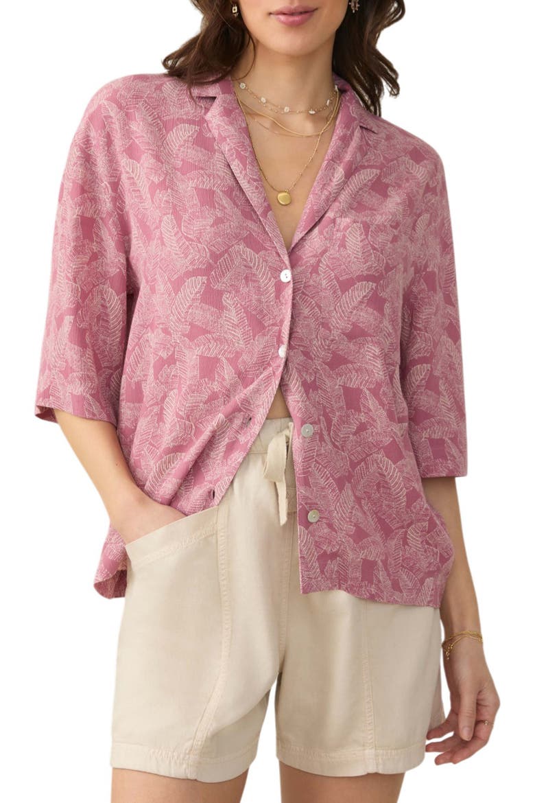 Cabana Short Sleeve Shirt, Main, color, DUSTY ROSE BANANA LEAF