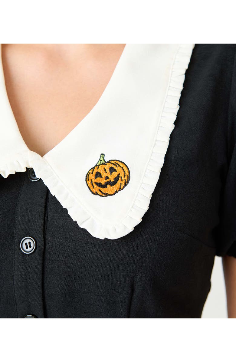 Unique Vintage Short Sleeve Oversized Collar Blouse, Alternate, color, Black