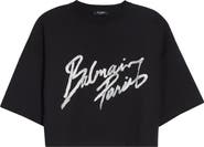 Balmain Paris Brush Print Crop T-Shirt