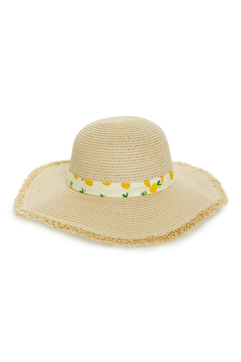 Novelty Band Floppy Straw Hat, Main, color, NATURAL/ MULTI
