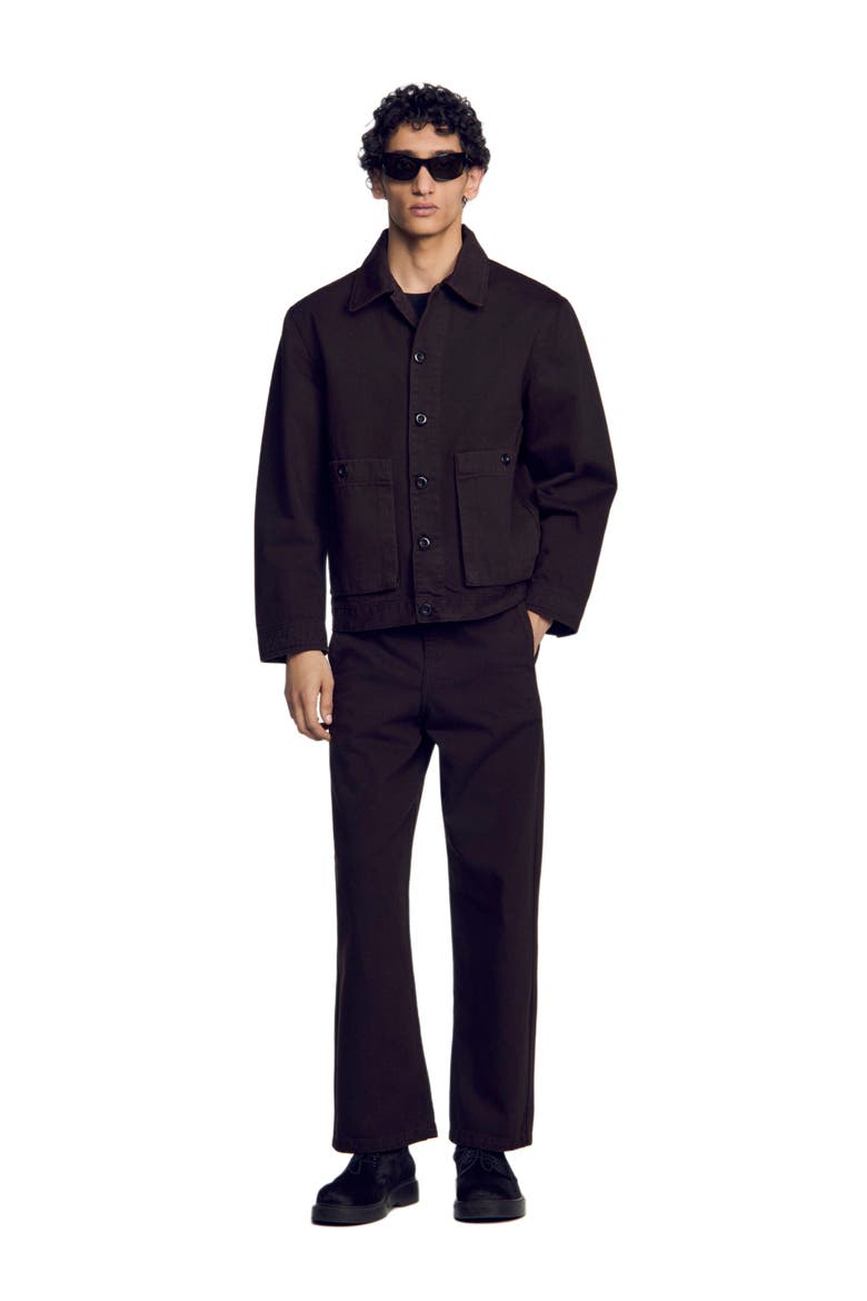 Denim worker jacket, Alternate, color, Chocolate