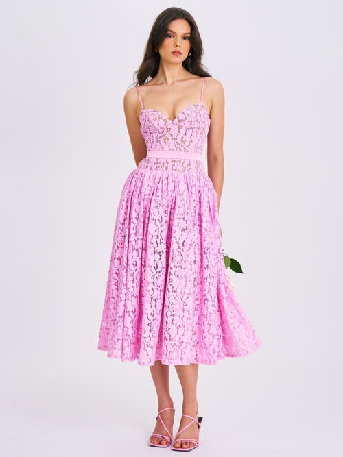 Miss Circle Women Lorena Pink Lace Drop Waist Midi Sundress In Pink