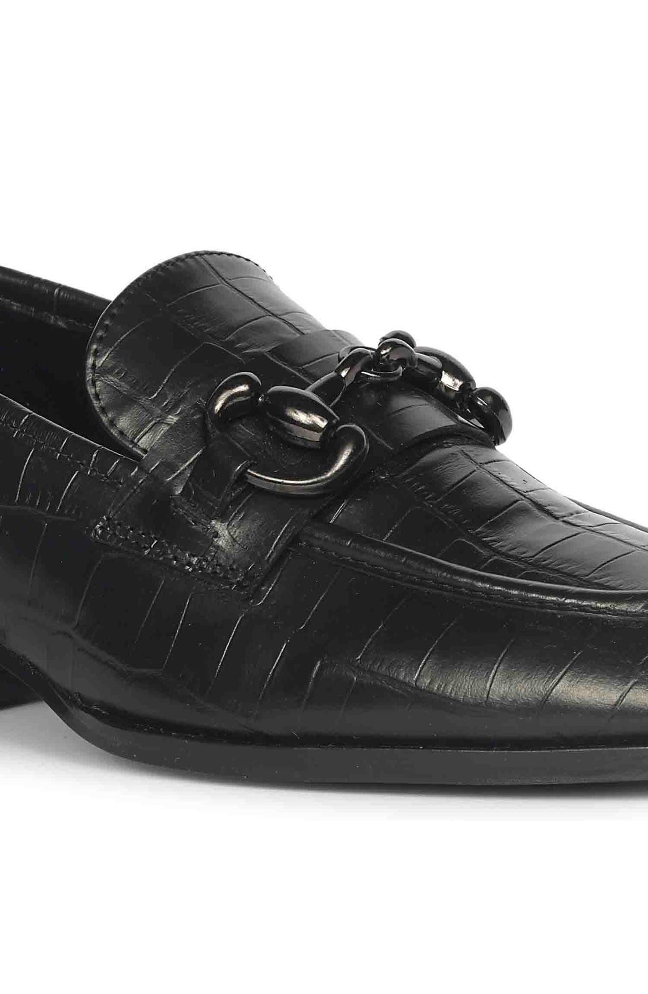 SAINT G Jacqueline Croc Embossed Loafer, Alternate, color, Black
