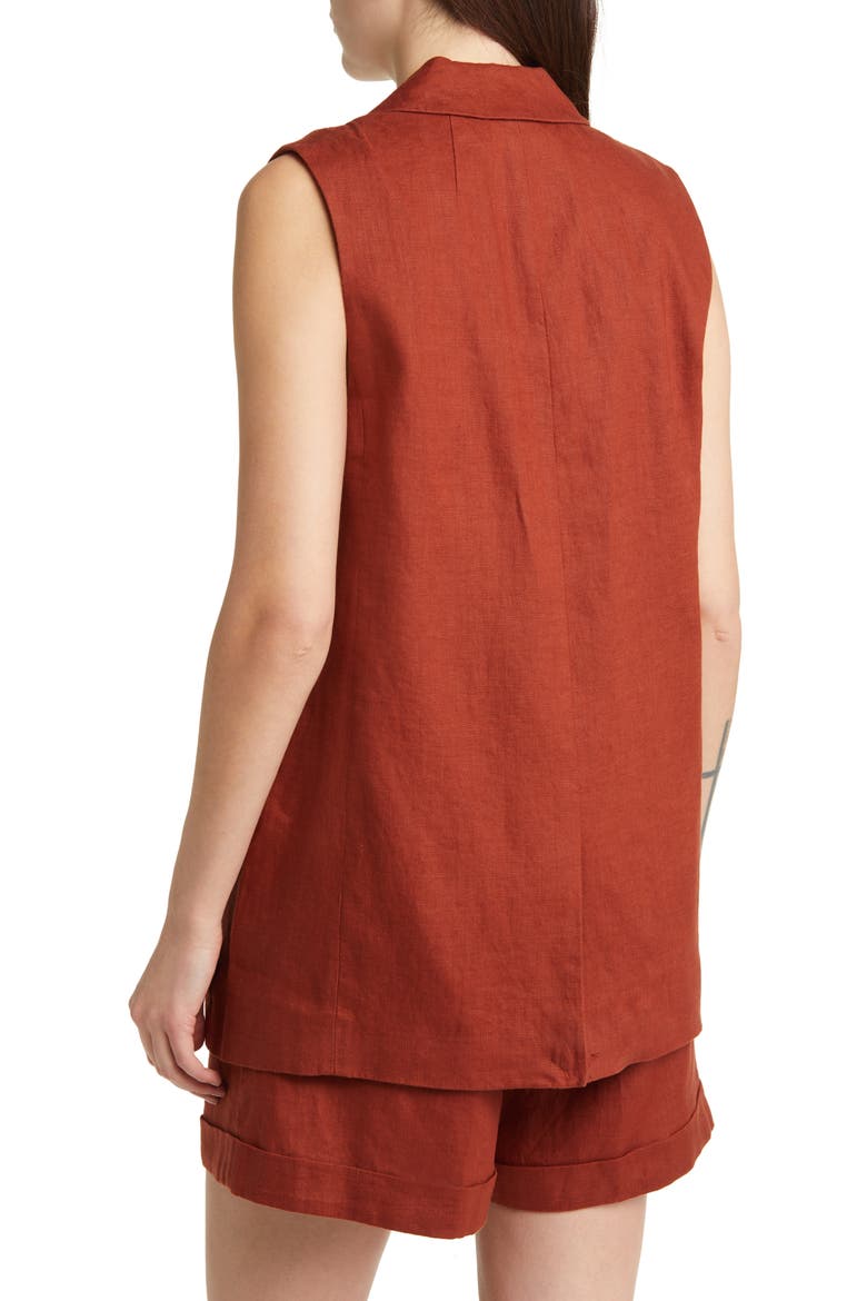 The Larsen Linen Vest, Alternate, color, DUSTY REDWOOD