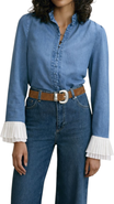 MINT VELVET Denim Contrast Cuff Blouse
