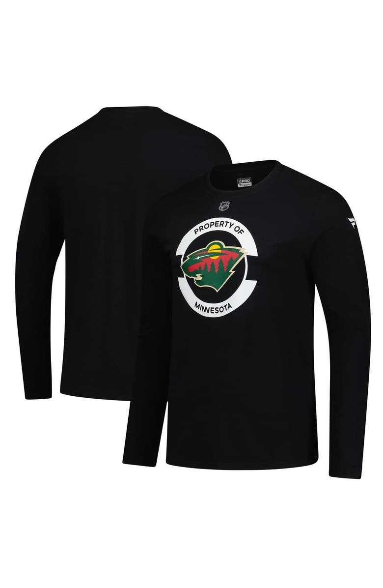 FANATICS Men's Fanatics Black Minnesota Wild Authentic Pro Practice Long Sleeve T-Shirt, Alternate, color, 