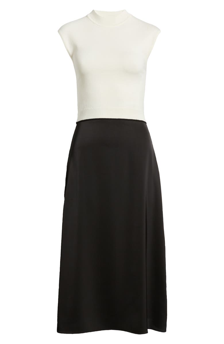 BOSS Ferdola Mixed Media Dress, Alternate, color, Black White Combo