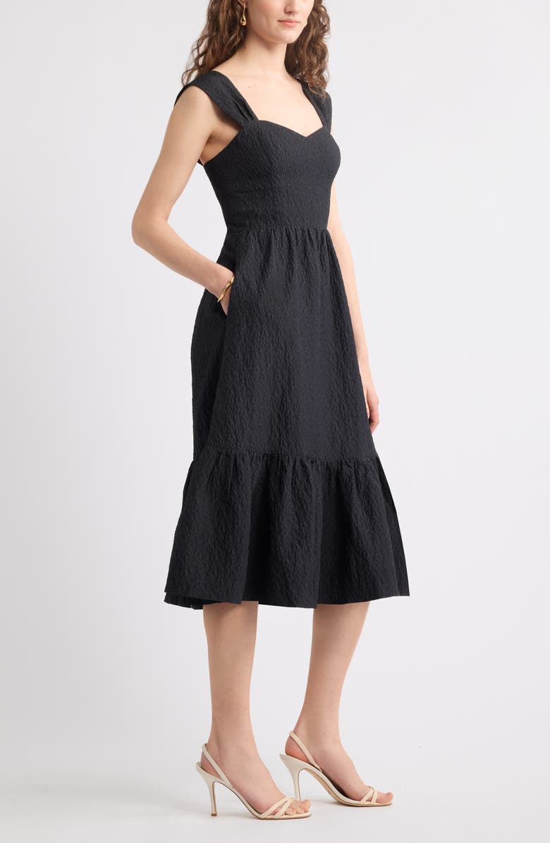 Chelsea28 Sweetheart Jacquard Midi Dress, Alternate, color, Black