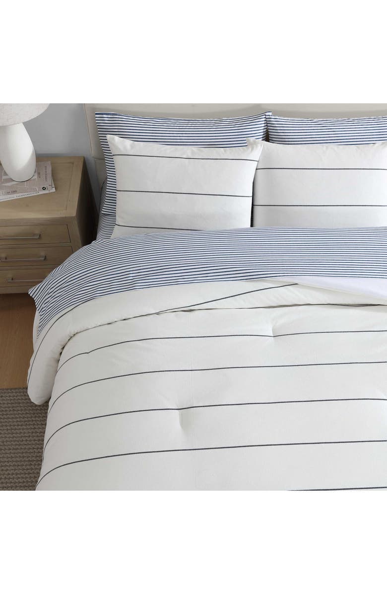 Nautica Naval Stripe Cotton Duvet Cover Set, Alternate, color, White