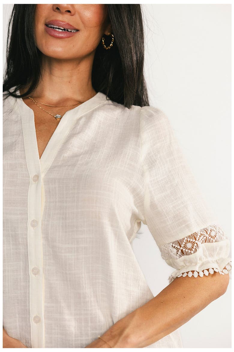 Alba Button Up Top, Alternate, color, Ivory