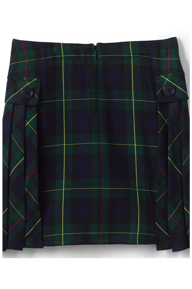 School Uniform Girls Slim Plaid A-line Skirt Below the Knee, Alternate, color, Plaid Hunter/Classic Navy