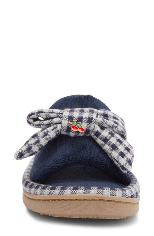 Isotoner Microterry Bow Slide Slipper In Blue