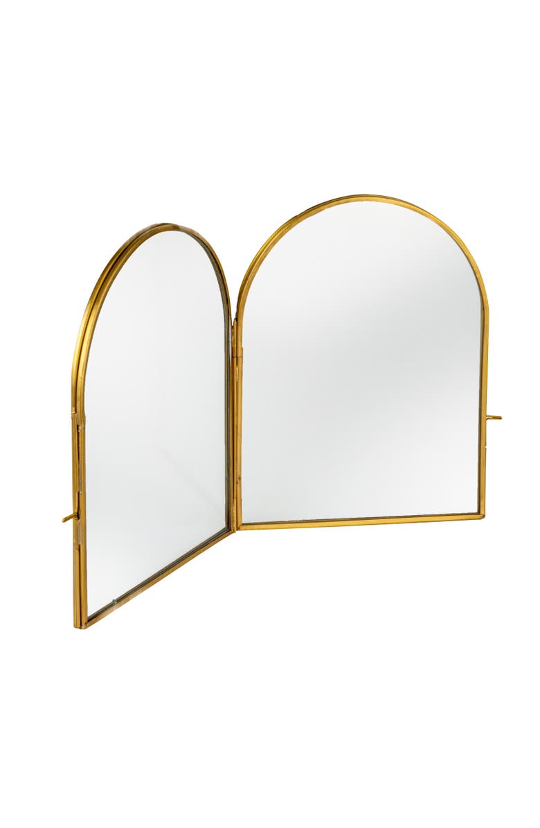 Storied Home Elegant Brass and Glass Arched Photo Frame, Main, color, 