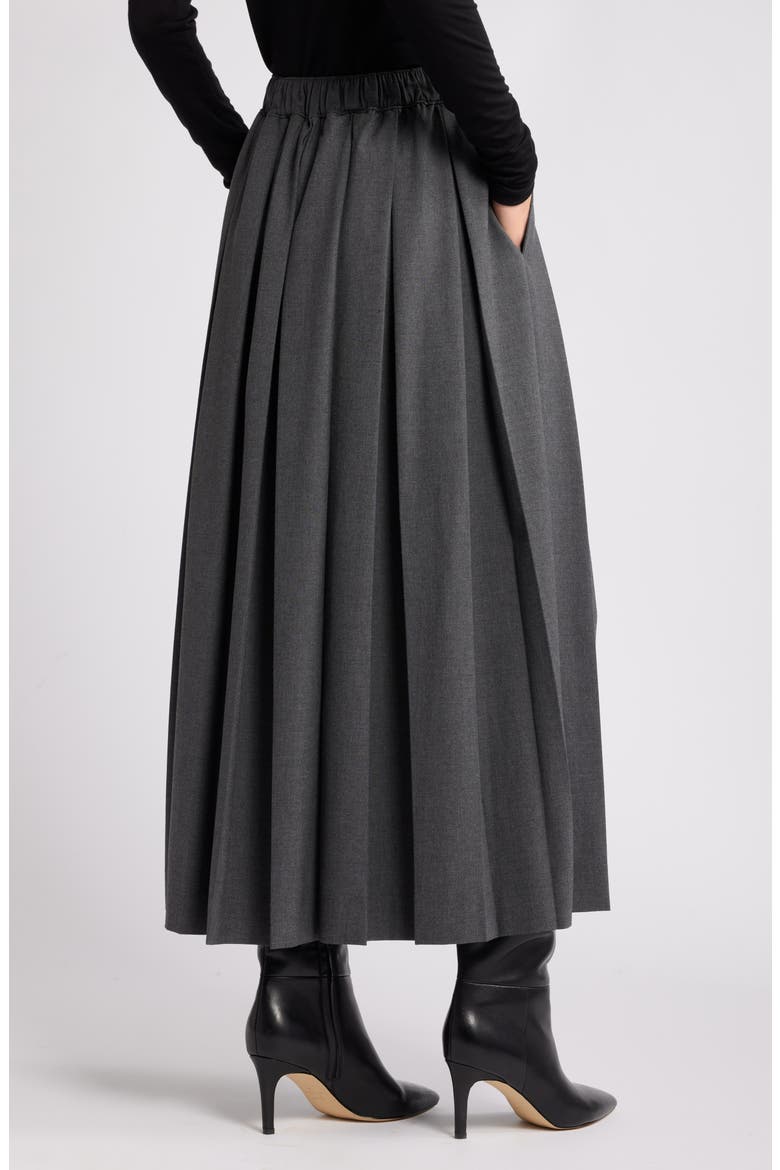 Pleated Midi Skirt, Alternate, color, GREY DARK HEATHER