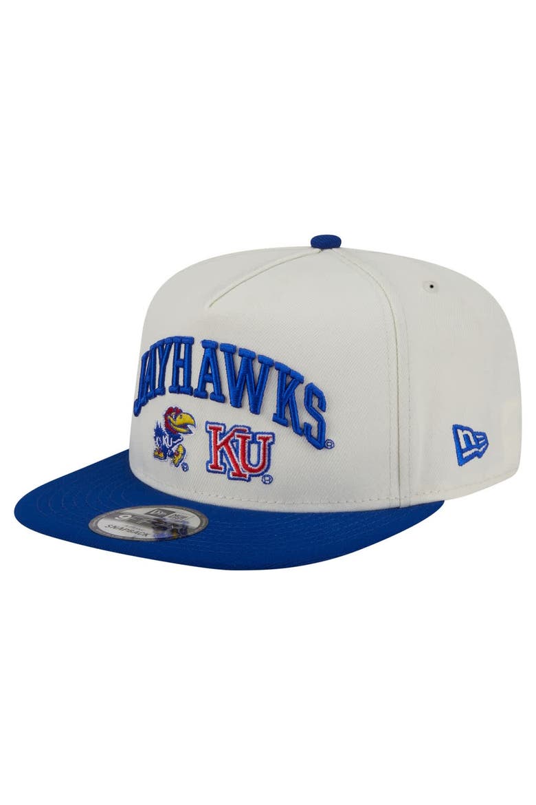 Men's New Era White Kansas Jayhawks Collegiate 9FIFTY A-Frame Snapback Hat, Main, color, White