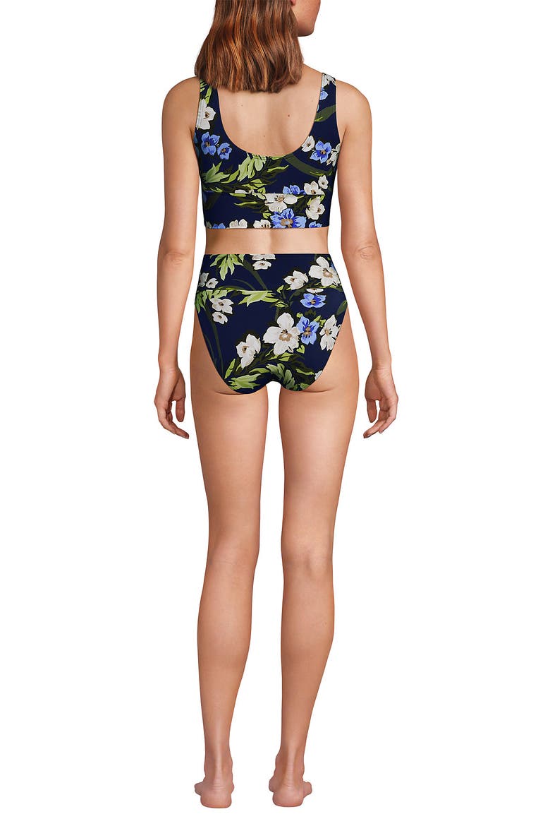 Tugless Tankini Top and High Waisted Bottom Swimsuit Set, Alternate, color, Deep Sea/Blue Floral Tropic