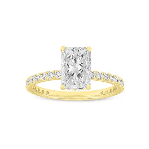 Sia 14K Gold Radiant Cut Lab Grown Diamond Hidden Halo Ring - 2.25 Ct