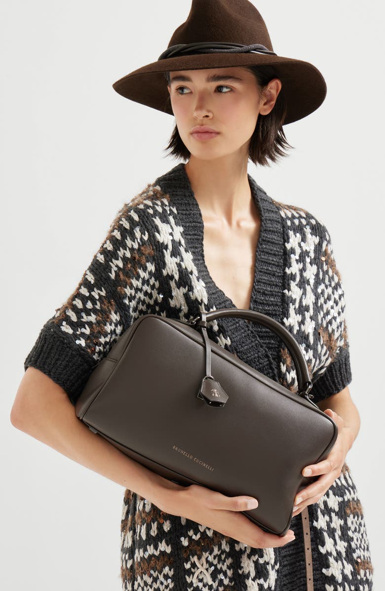 Brunello Cucinelli Nappa Boston Explorer bag, Alternate, color, Rust Brown