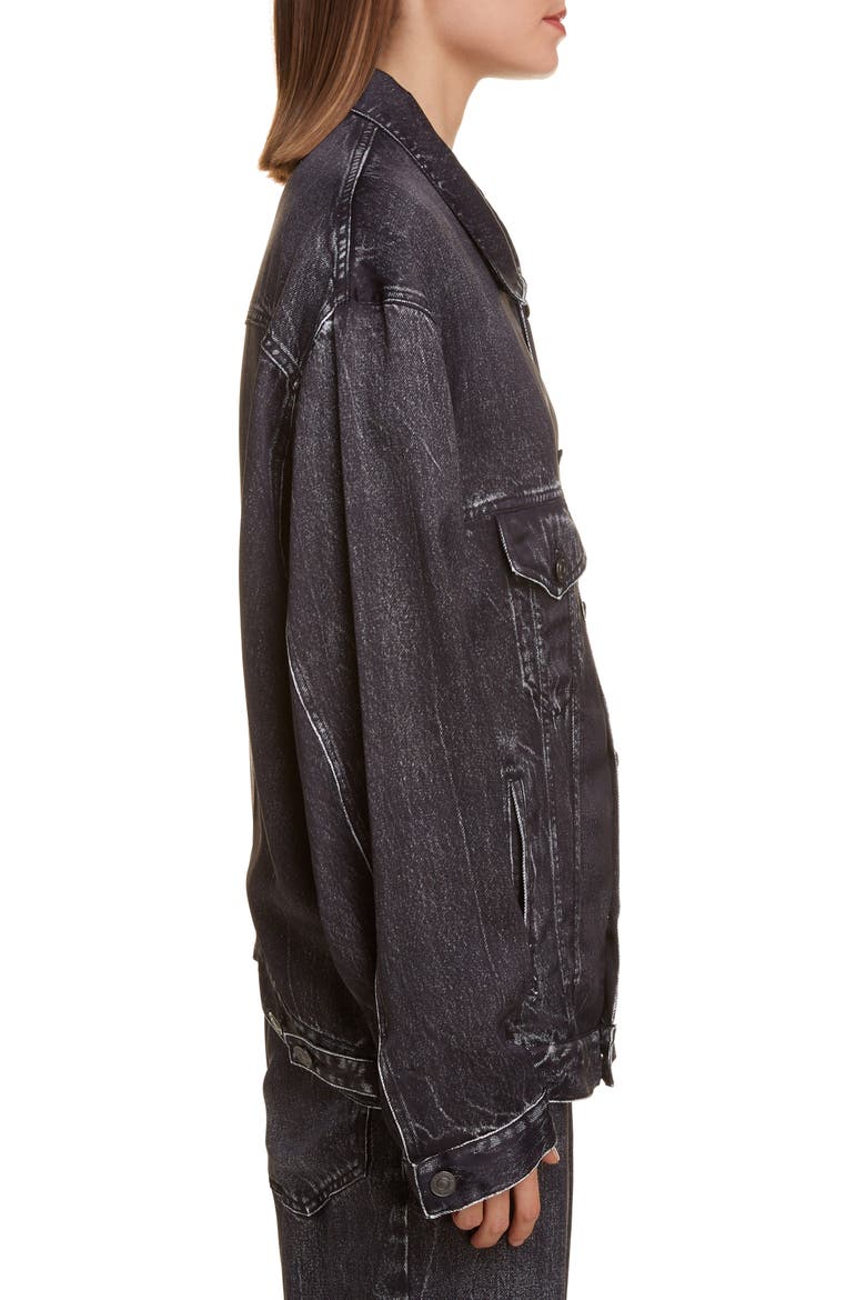 Oversize Trompe l'Oeil Satin Jacket, Alternate, color, STREAKY BLACK