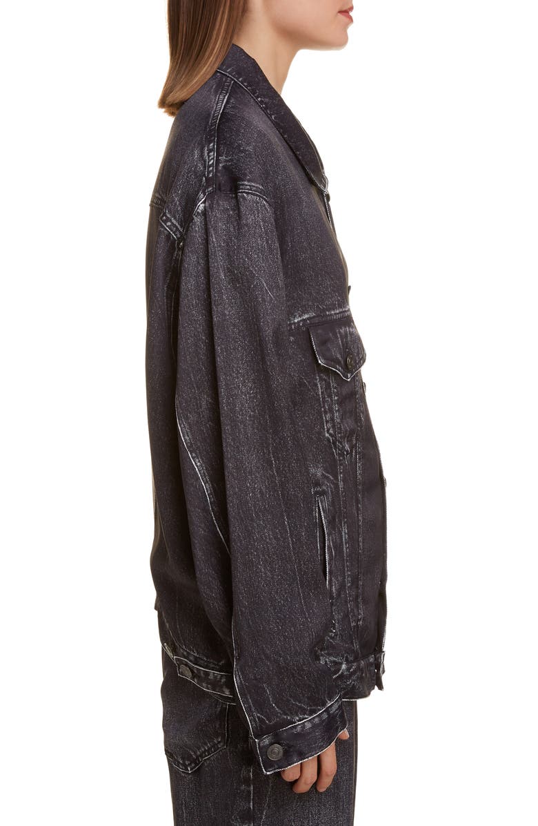 Balenciaga Oversize Trompe l'Oeil Satin Jacket, Alternate, color, 