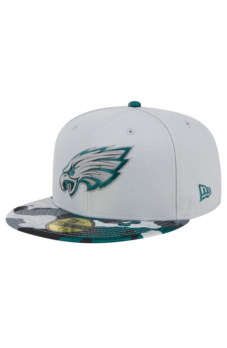 New Era Men's New Era Gray Philadelphia Eagles Active Camo 59FIFTY Fitted Hat, Main, color,