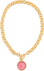 Karine Sultan Cabochon Pendant Necklace