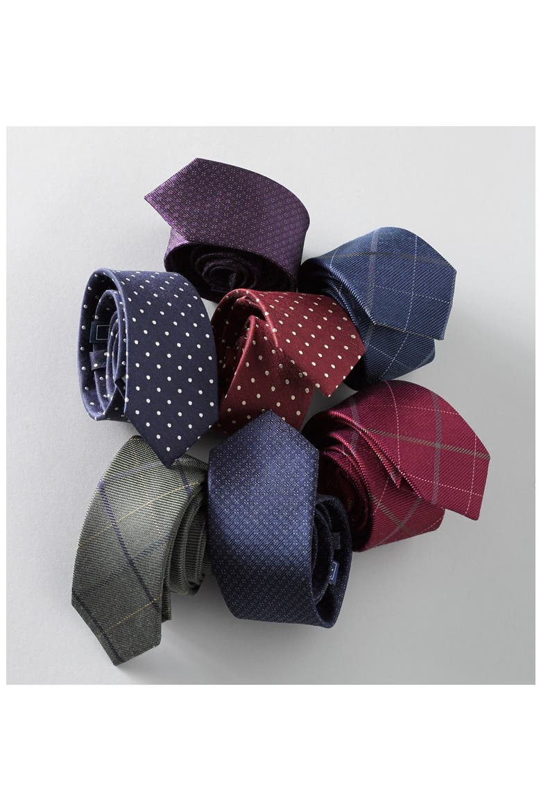 Dot Silk & Linen Tie, Alternate, color, BLACK