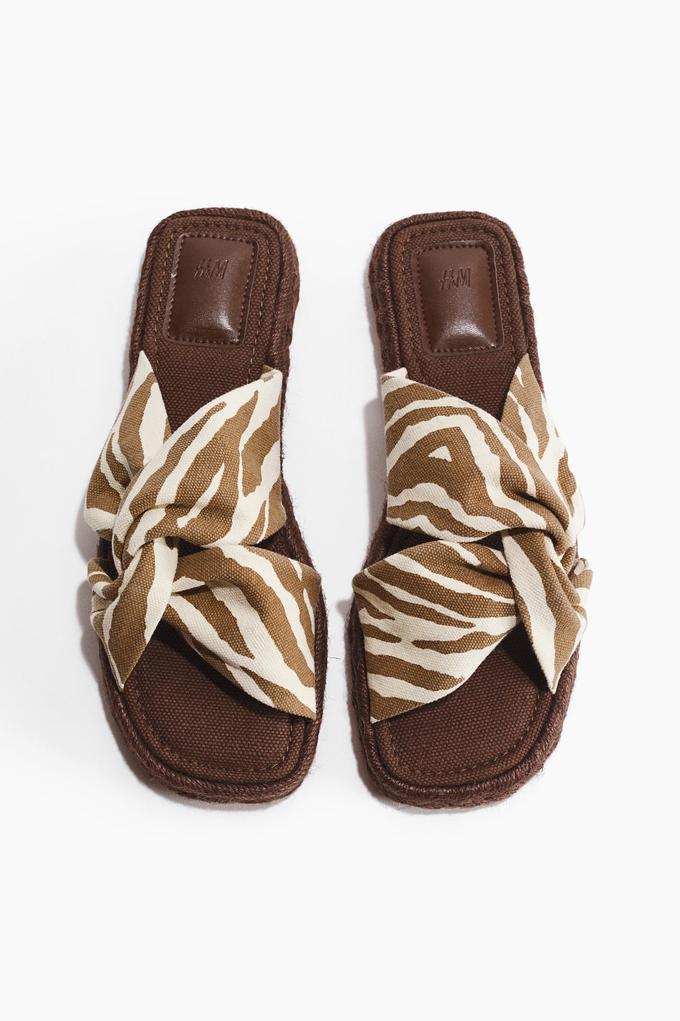 H&M Cotton espadrille sandals, Alternate, color, Light Beige/Zebra Print