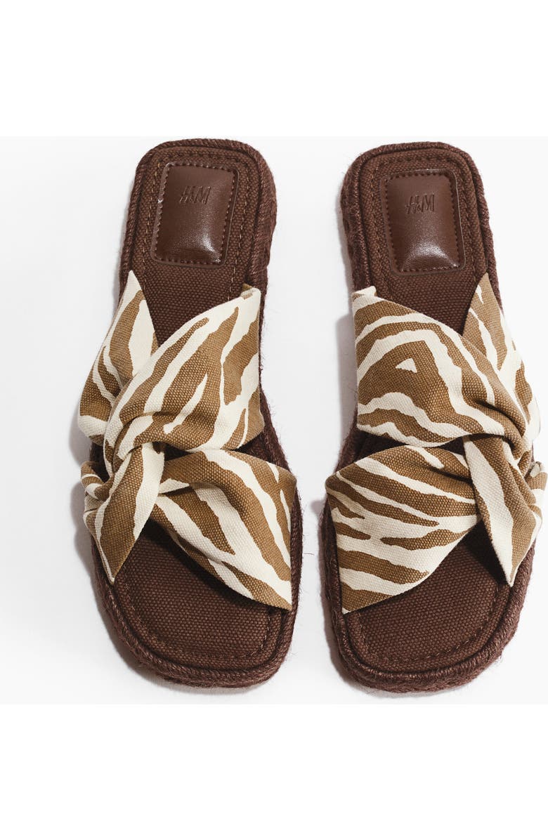 H&M Cotton espadrille sandals, Alternate, color, Light Beige/Zebra Print