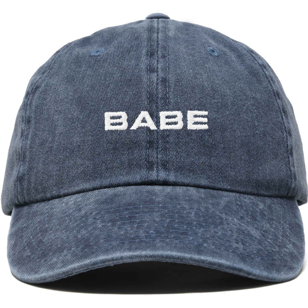 Dalix Babe Embroidered Cap In Washed Navy Blue