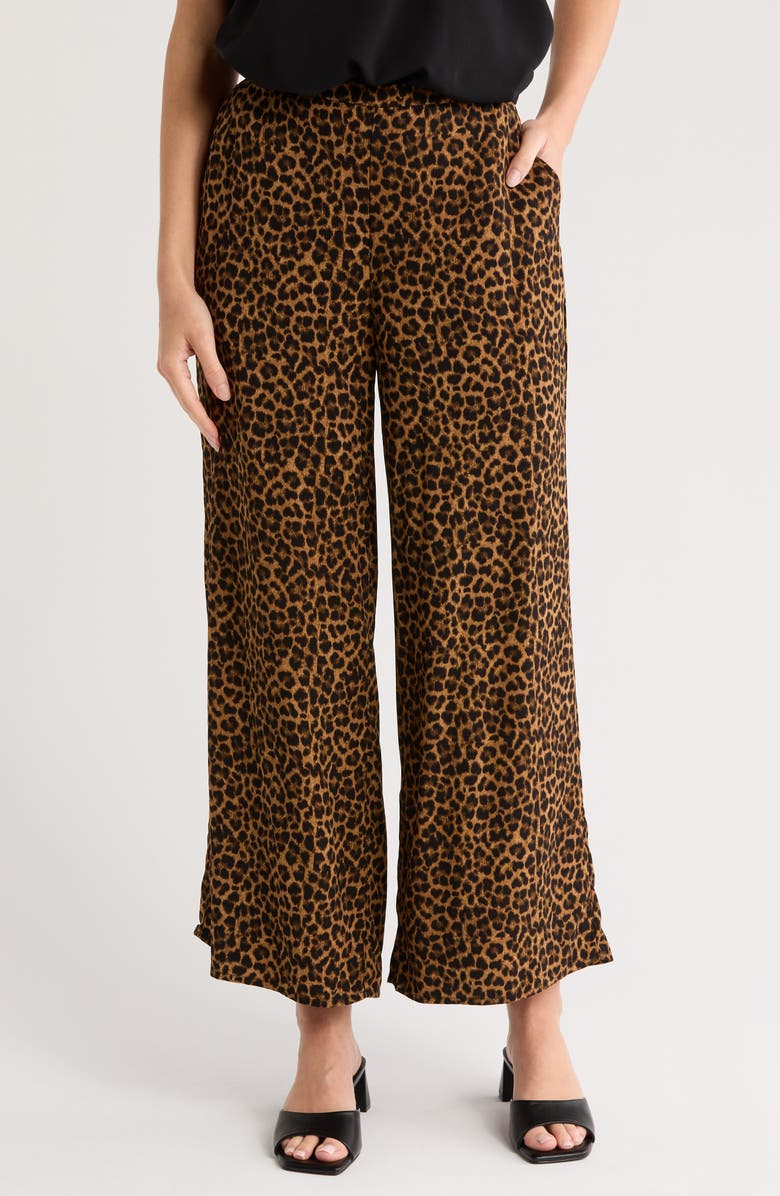 NORDSTROM RACK Printed Palazzo Pants, Main, color, Brown- Black Leopard