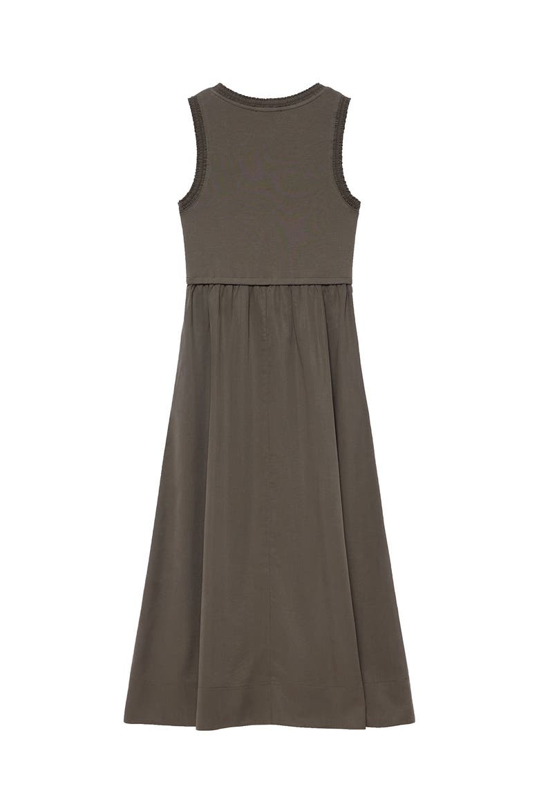 Ruched Trim Cotton Midi Dress, Alternate, color, Khaki