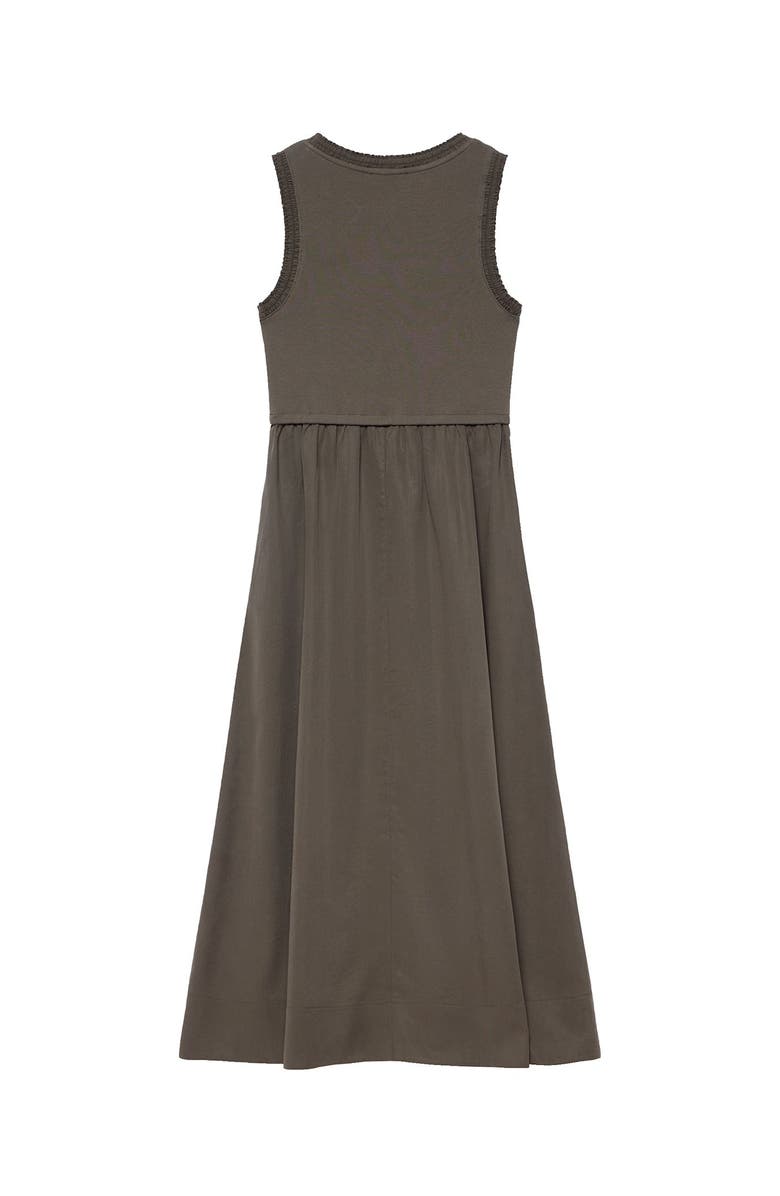 MINT VELVET Ruched Trim Cotton Midi Dress, Alternate, color, Khaki