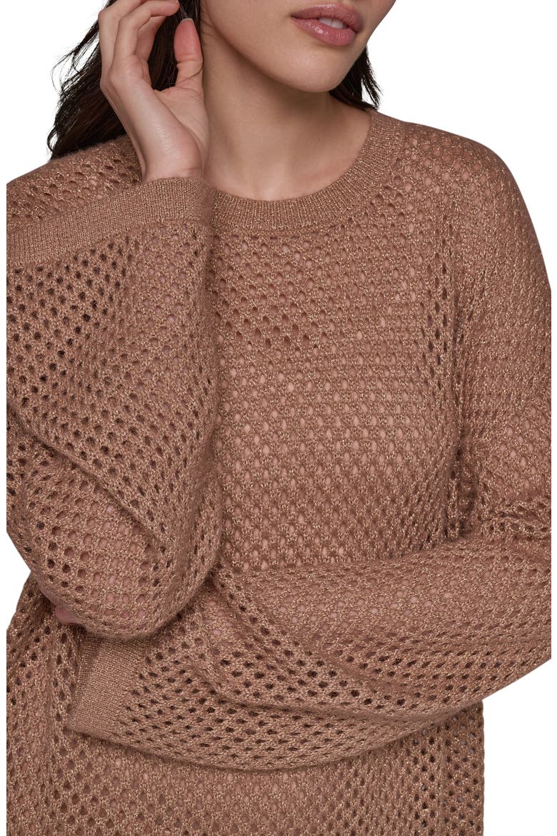 Metallic Open Stitch Sweater, Alternate, color, CAMEL