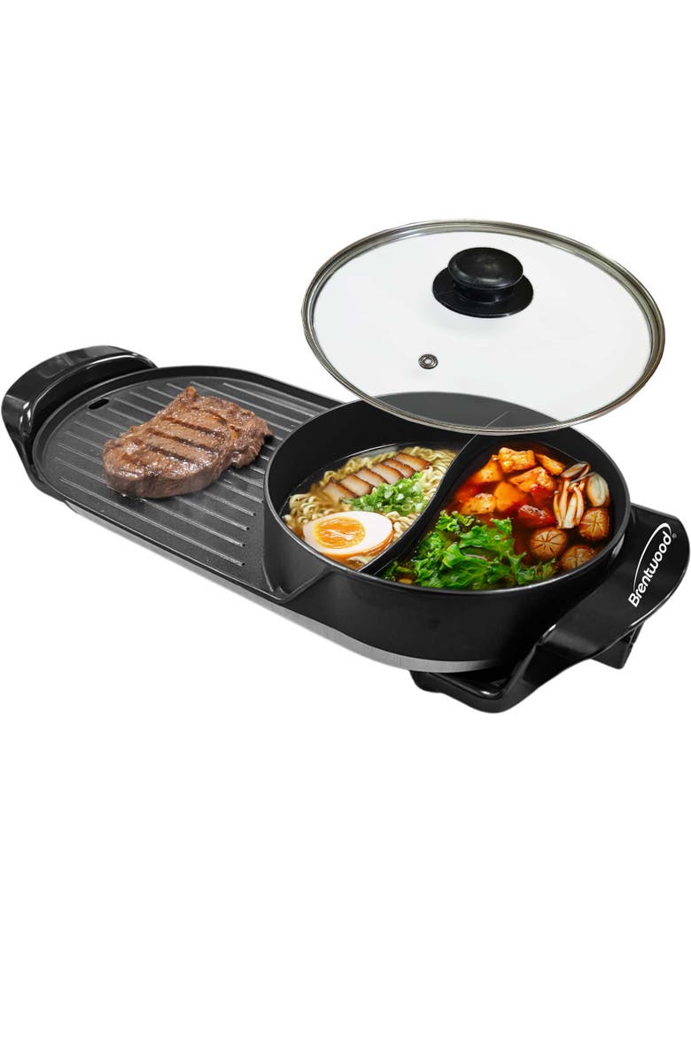 Brentwood Electric Hot Pot and Korean BBQ Grill, Alternate, color, Black
