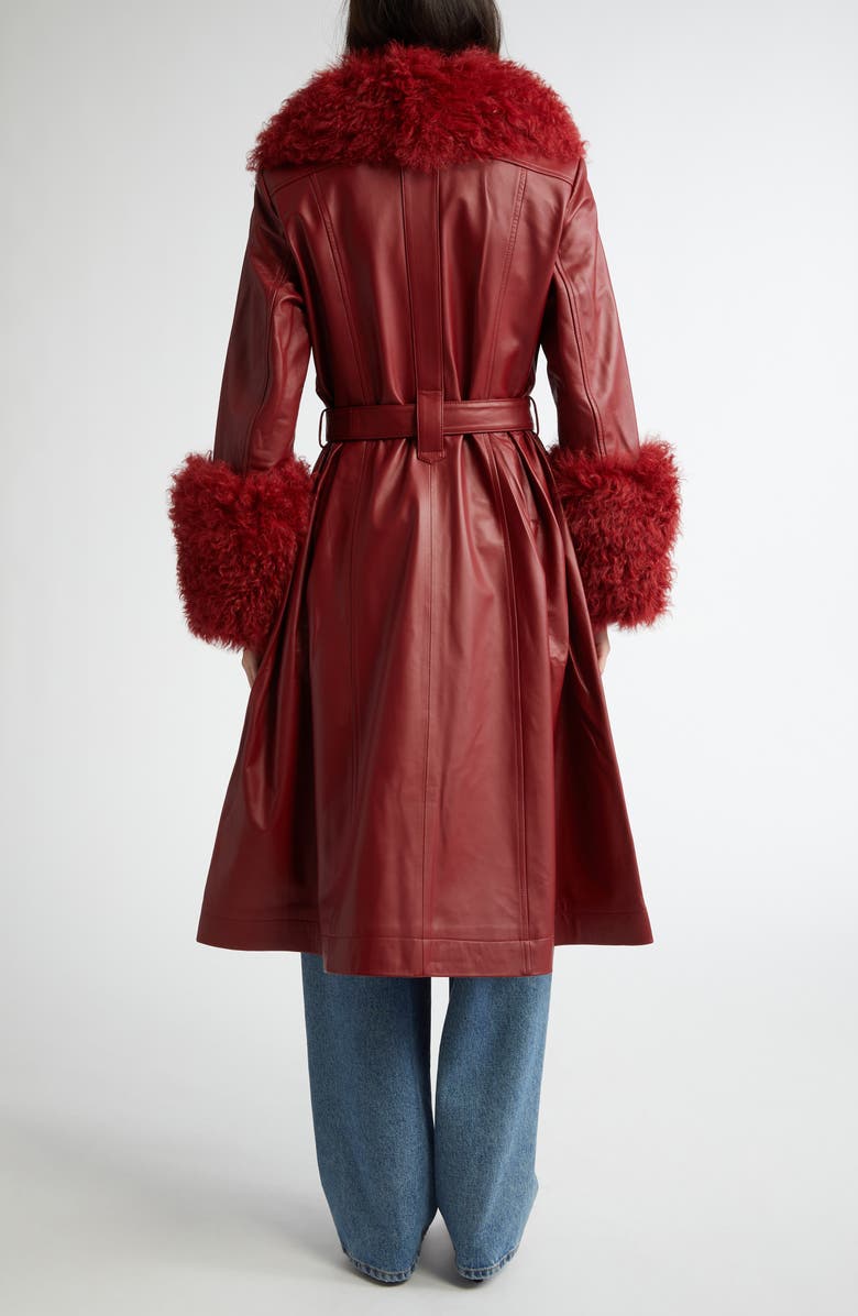 Saks Potts Foxy Genuine Shearling Trim Leather Coat, Alternate, color,