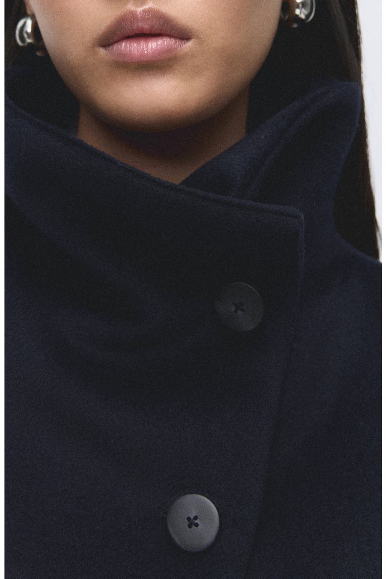 Funnel Neck Wool Coat, Alternate, color, NAVY
