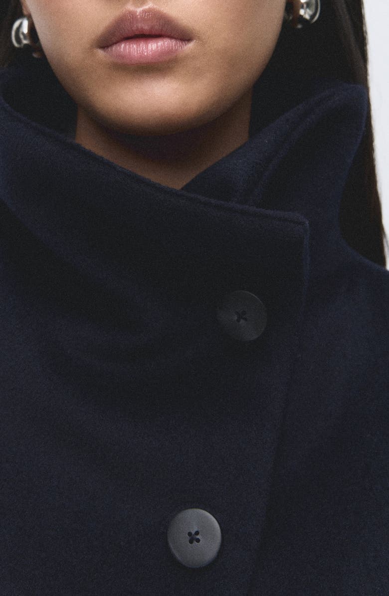 MANGO Funnel Neck Wool Coat, Alternate, color, Navy