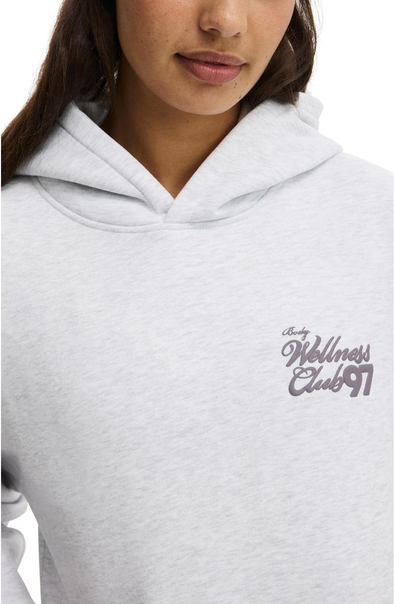 COTTON ON BODY Women's Active Plush Premium Graphic Hoodie, Alternate, color, Cloudy Grey Marle Love Bw