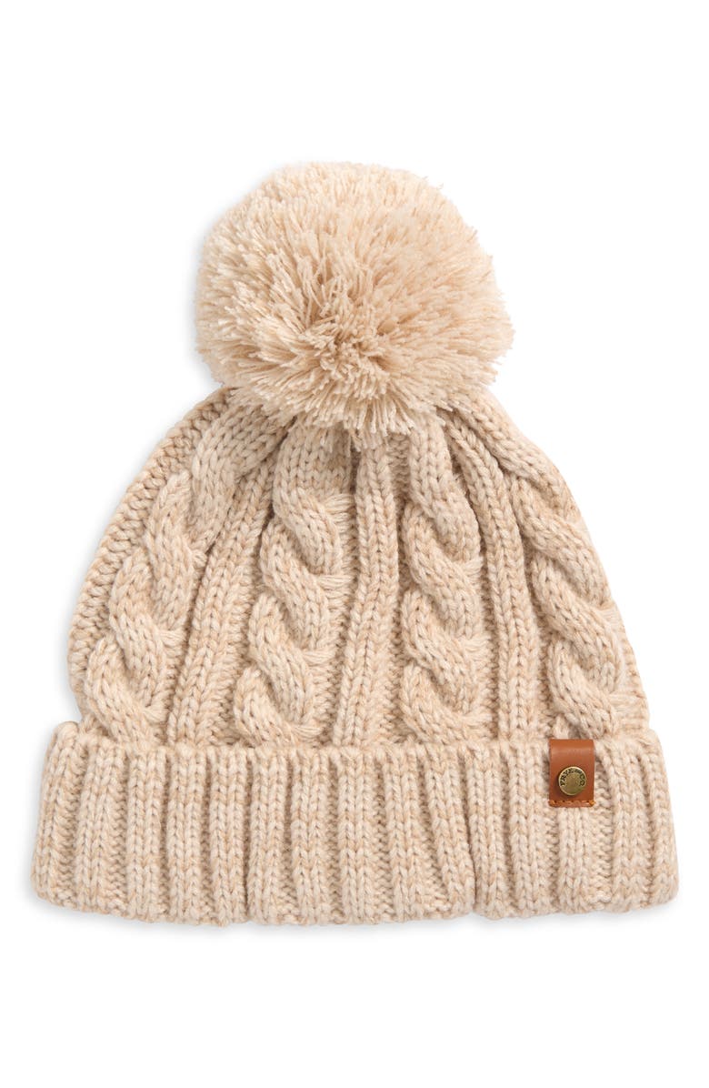 Frye Cable Knit Cuffed Pompom Beanie, Main, color,