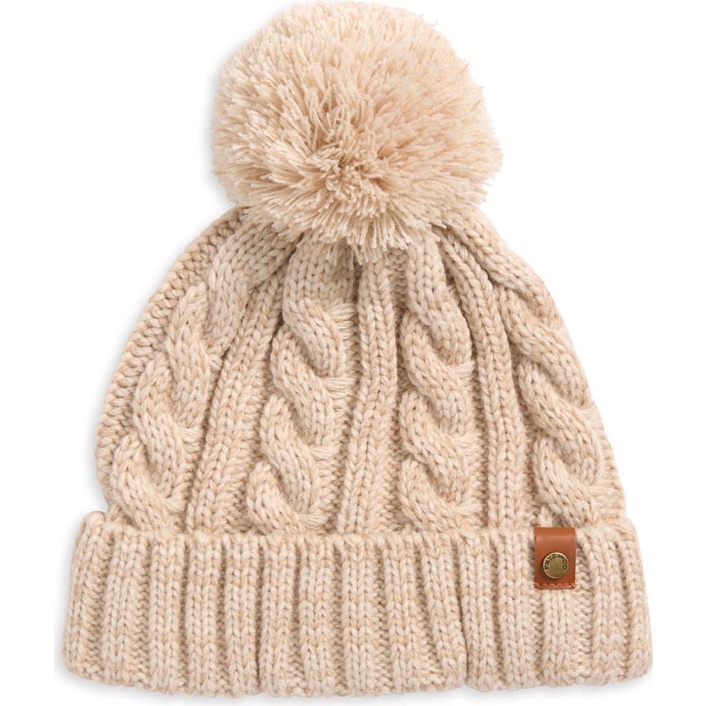 Frye Cable Knit Cuffed Pompom Beanie In Neutral