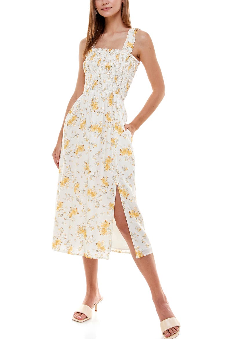 Rashida Smocked Sundress, Main, color, IVORY FLORAL